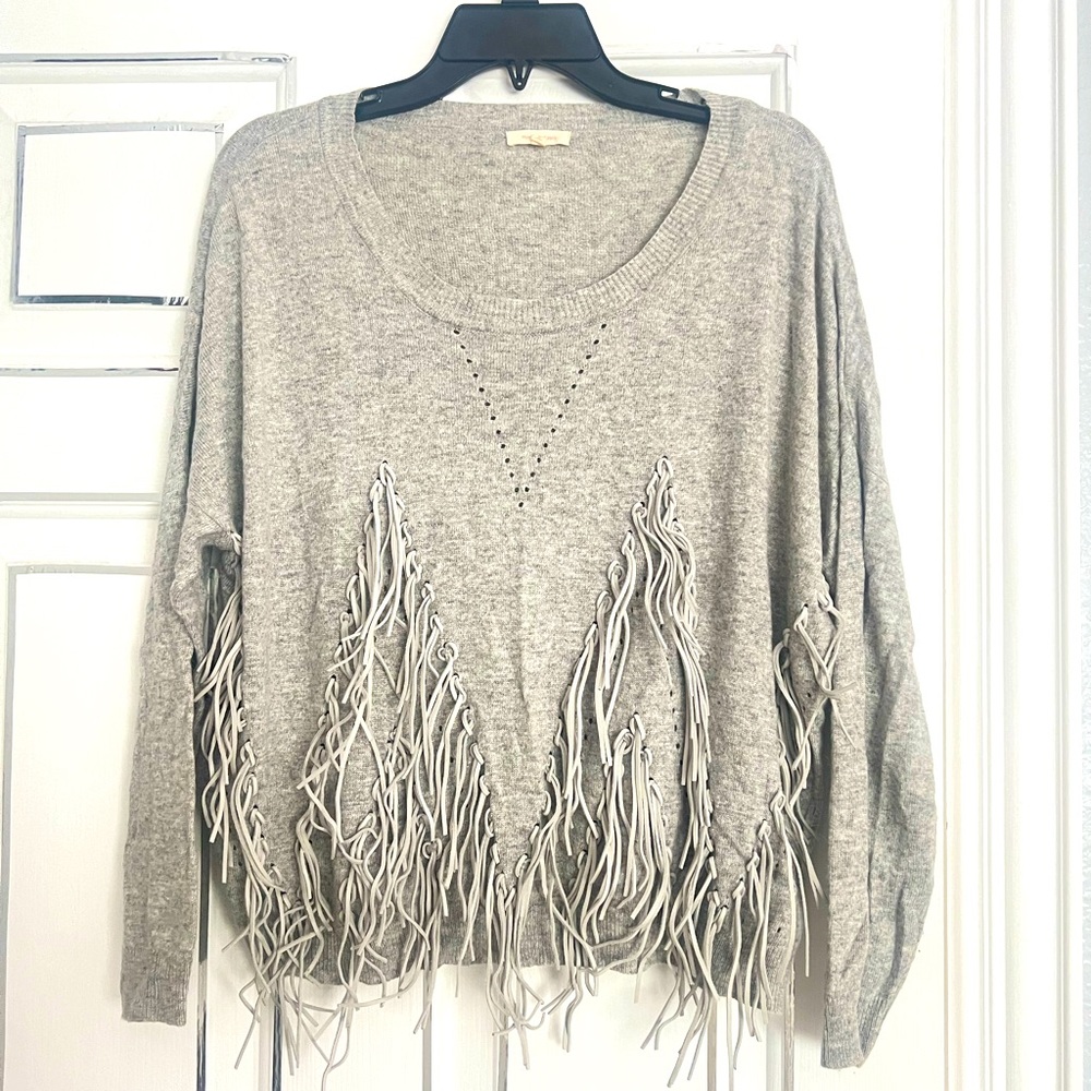 Grey Fringe Sweater